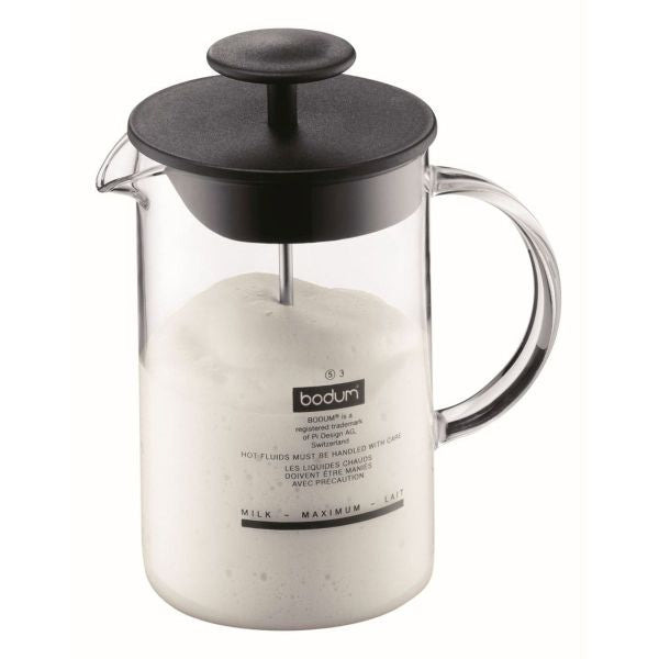 Bodum Latteo Milk Frother With Glass Handle 0.25L, 8OZ - BLACK