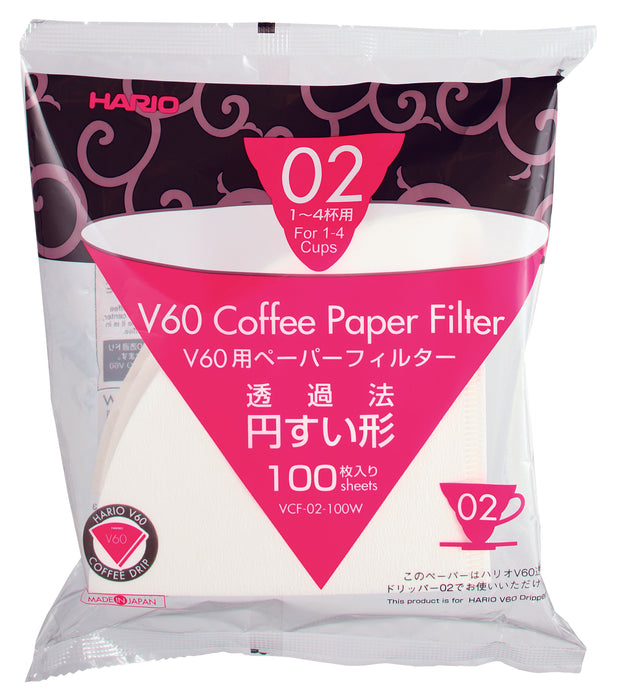 HARIO V60 PAPER FILTER 02 DRIPPER 100 SHEETS - BLEACHED - Barista Shop