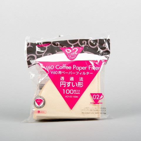 HARIO V60 PAPER FILTER 02 DRIPPER 100 SHEETS - UNBLEACHED - Barista Shop