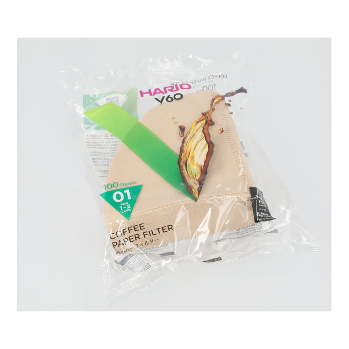 HARIO V60 PAPER FILTER 01 DRIPPER 100 SHEETS - UNBLEACHED