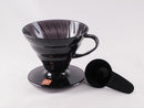 Hario Coffee Dripper V60 with Filters and Coffee Scoop - Size 02 Black - Barista Shop